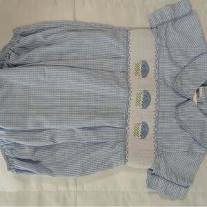 Blue birthday smock 12 months